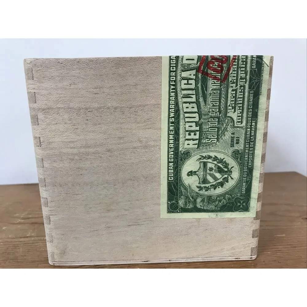 Vintage Style Counterfeit Humorous Wooden Empty 50 Epicure Cigar Trinket Box
